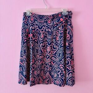 Cynthia Rowley Blue and Pink Pleated A-Line Knee-Length Skirt